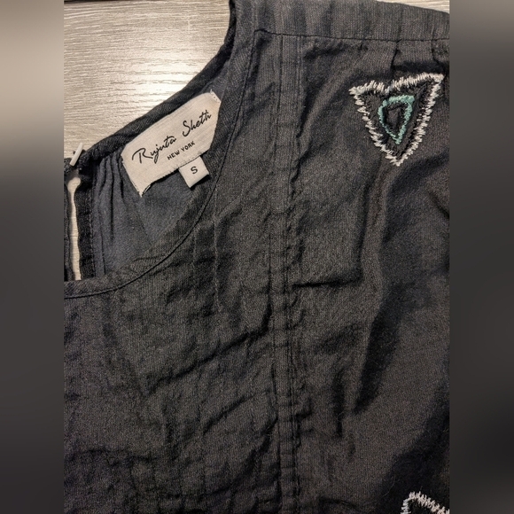 Rujuta Sheth Black Embroidered Silk Cotton Blend Flowy Midi Tanya Dress - Picture 12 of 14